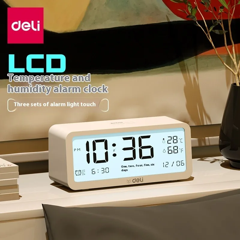 8001-EN Multifunctional Digital Clock LED Brightness Adjustable Temperature Humidity Displaying Alarm with Dual Modes