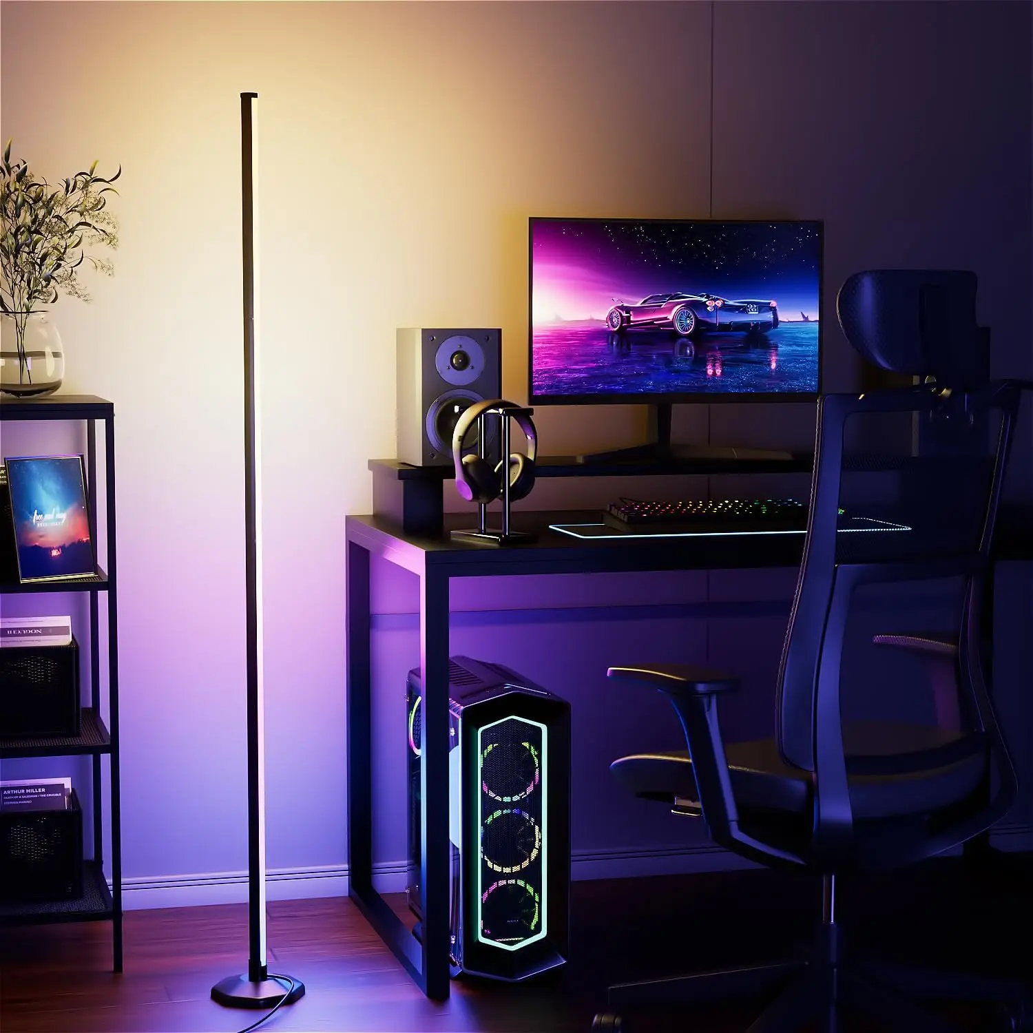 

RGB Corner Floor Lamp, 65" Color Changing LED Floor Lamp Bluetooth APP Remote Control Music Sync Modern Standing Lamp