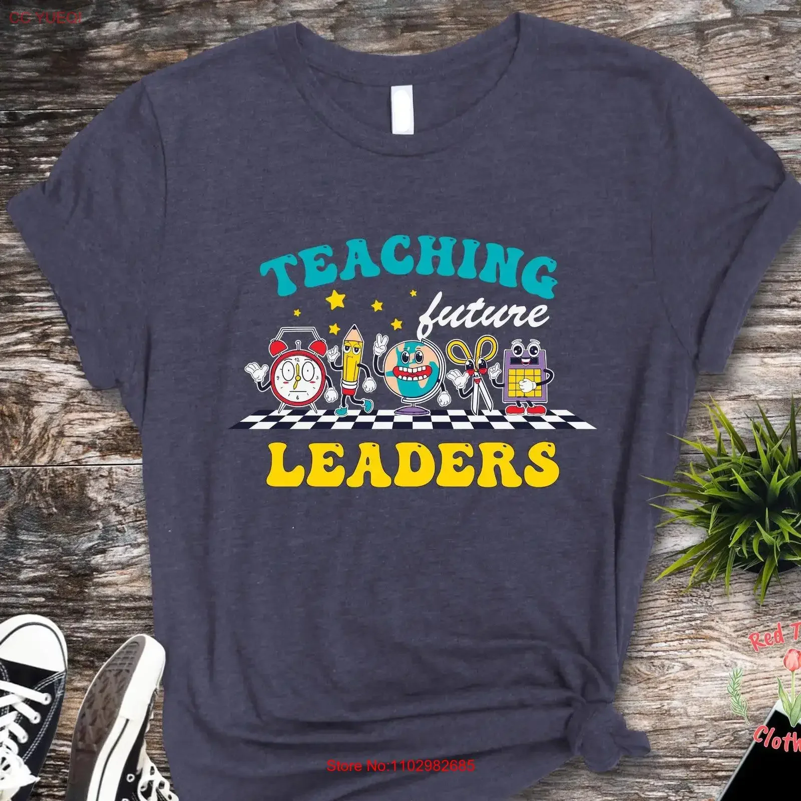 T-shirt « Teaching Future Leaders » pour enseignants, vie en maternelle, pour la rentrée scolaire, style vintage, délavé, confortable