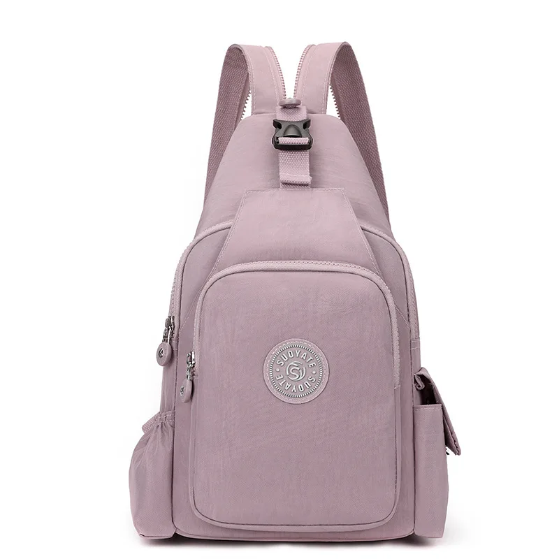 Fashion Women Nylon Chest Bag Solid Color Shoulder Crossbody Bag Women Girls Casual Sport Travel Small Capacity Backpack