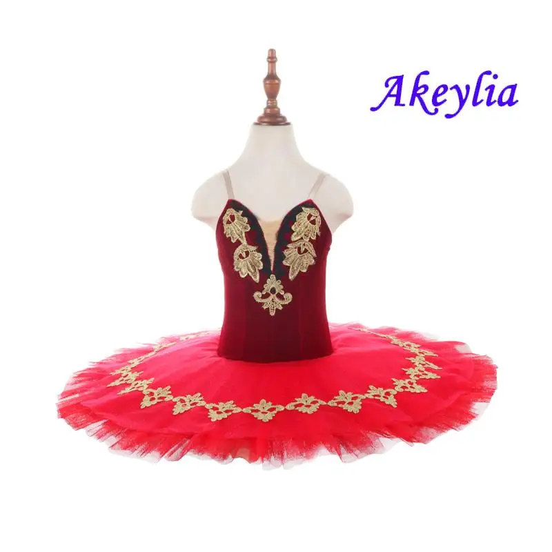 

Adult Paquita pre-Professional Tutu Costume red gold performance pancake Tutus Classical Ballerina Stage dance Women BLST20033