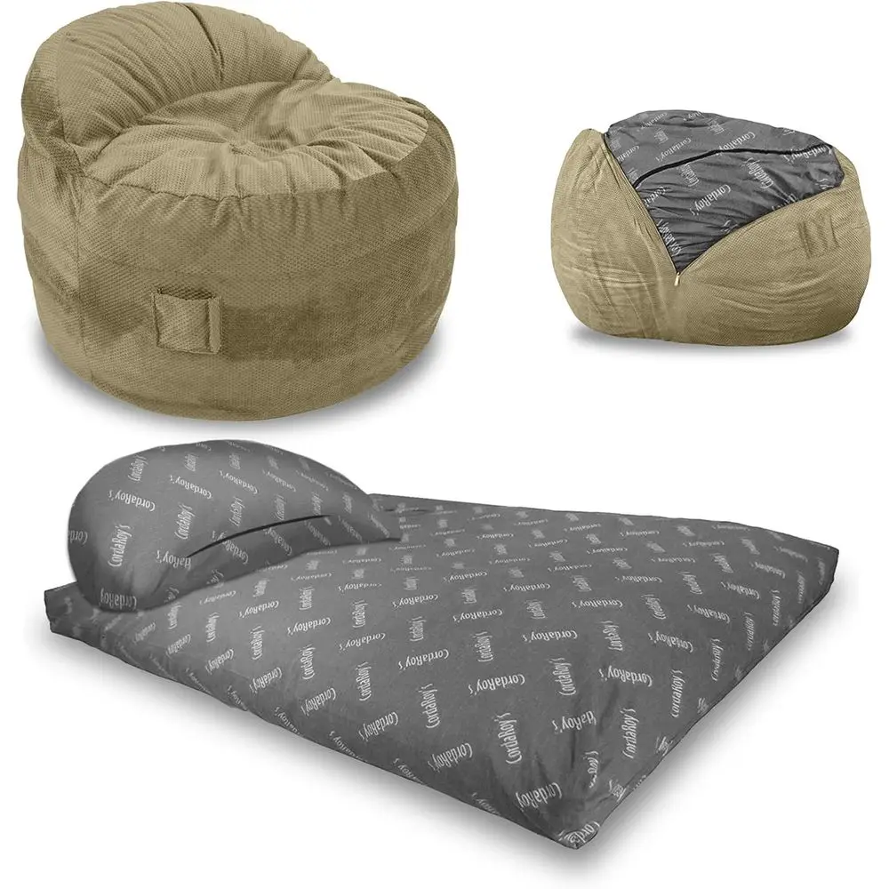 

Convertible Bean Bag Chair - Washable Chenille Cover, Ideal for Living Spaces, King Size - Made in USA