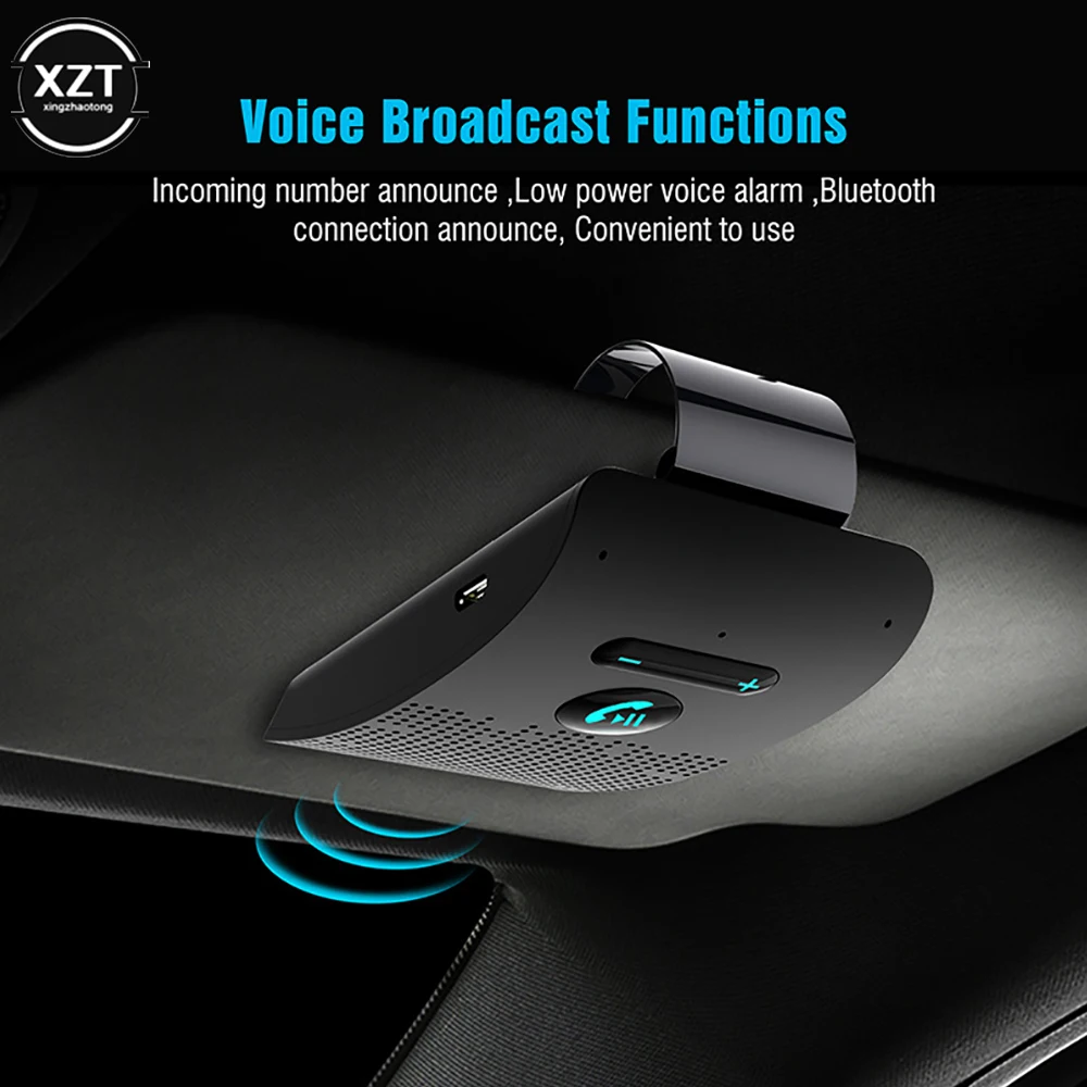 Bluetooth-compatible handsfree Car Kit Sun Visor Wireless Speakerphone Multi-point hands-free BT Speaker Car Accessories