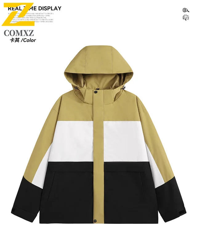 

Осенняя мужская куртка, модная контрастная цветная водонепроницаемая ветровка с клеем давления, съемное пальто с капюшоном для верховой езды на открытом воздухе, рыбалки