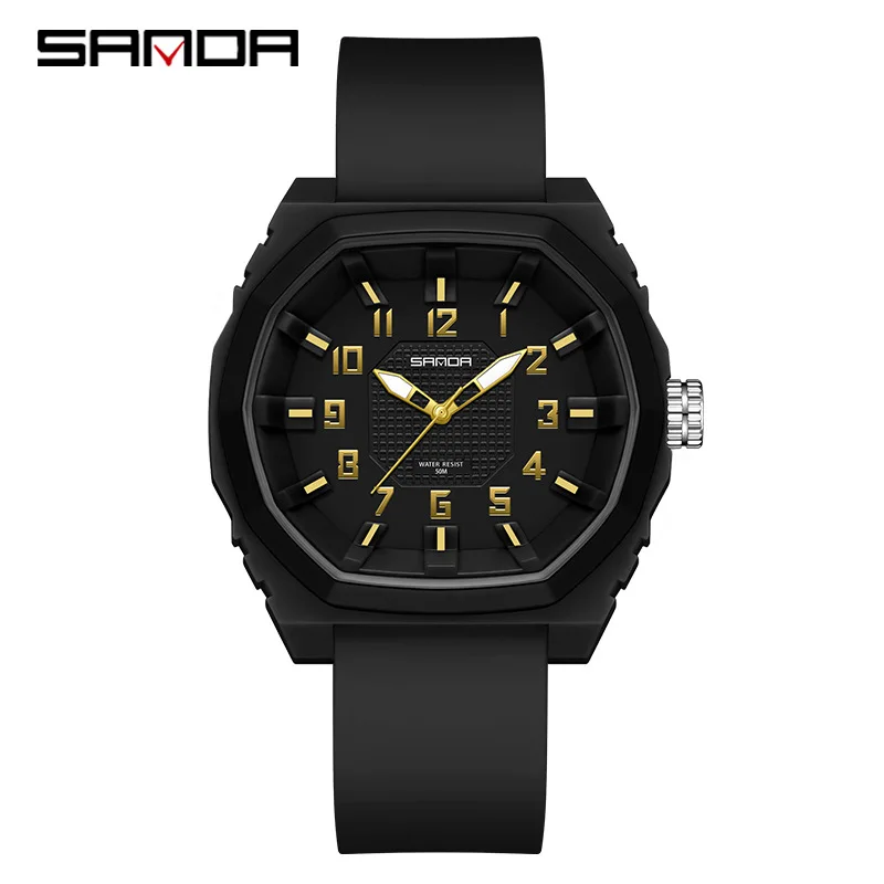 Sanda 3D Grid Reloj de moda 50 m Resistente al agua Multi Color Opcional Estudiantes masculinos y femeninos Reloj de cuarzo personalizado deportivo de moda