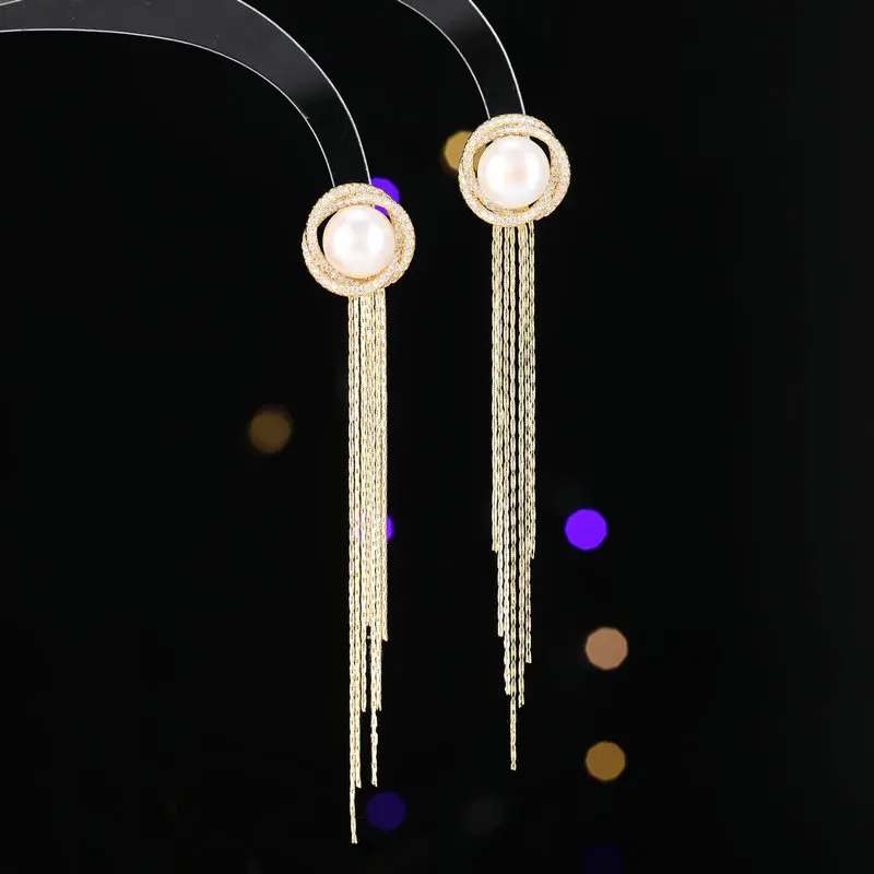 

Съемные двусторонние серьги Design Sense для женщин с длинными кисточками для похудения, утягивающие серьги с пресноводным жемчугом