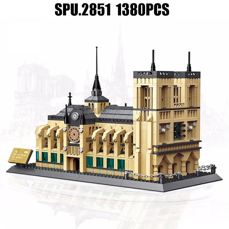 5210 1380pcs France World Architecture Notre-dame Notre Dame De Paris Cathedral Of Paris Building Block Toy