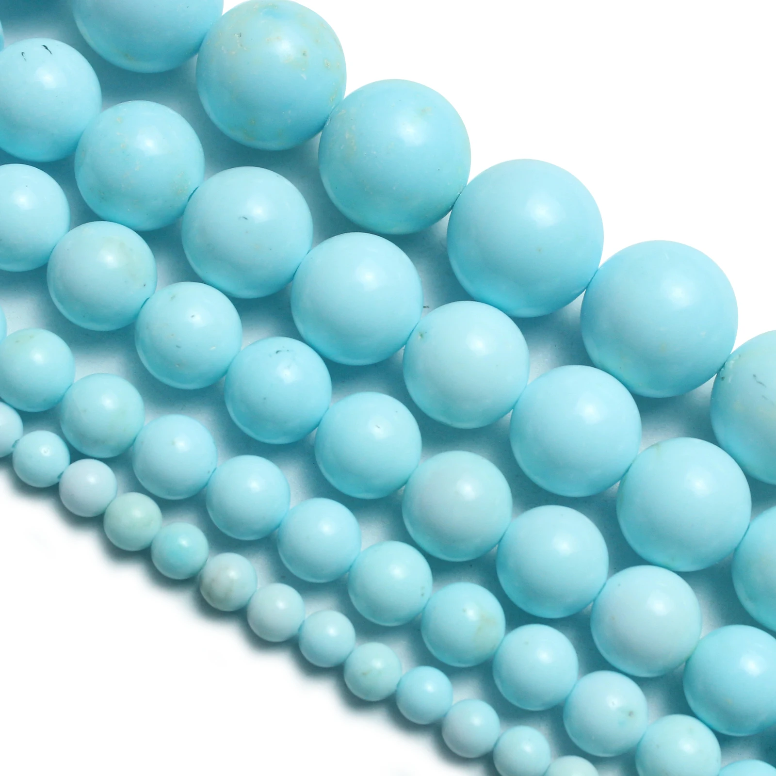 Natural Stone Blue Turquoise Gem Round Loose Spacer Beads for Making Jewelry DIY Bracelet Necklace Accessories