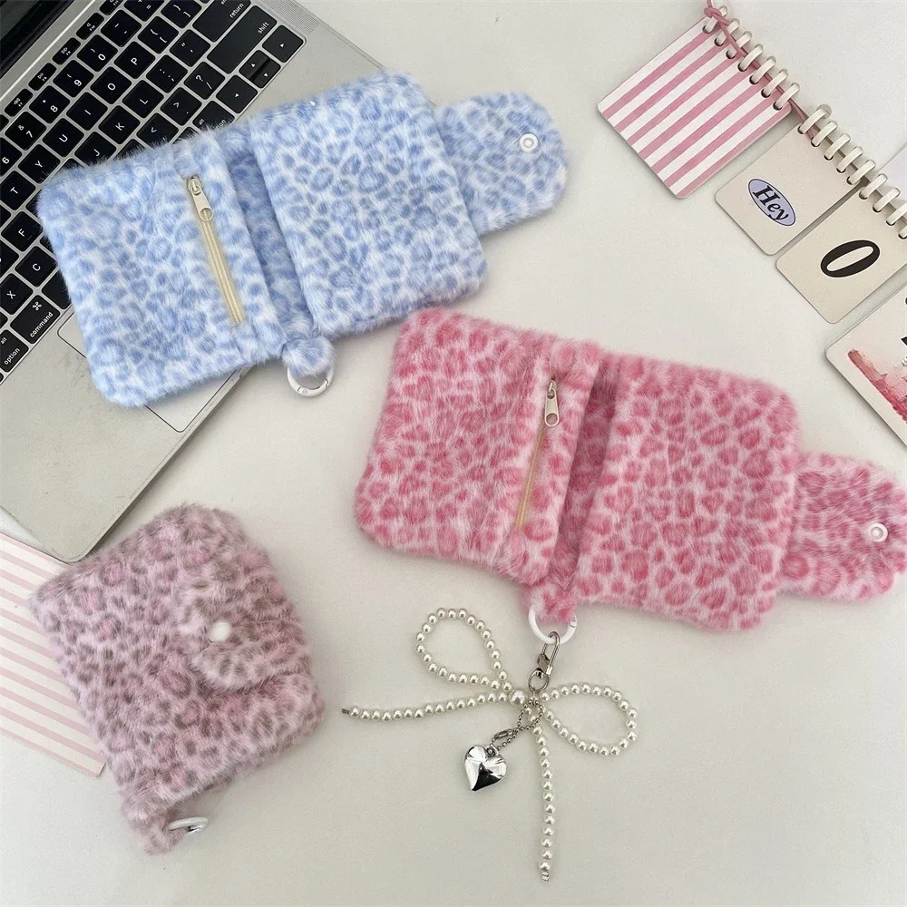 

Leopard Print Korean Fashion Wallet Cute Small Storage Bag for Women Girls Pink Card Holder