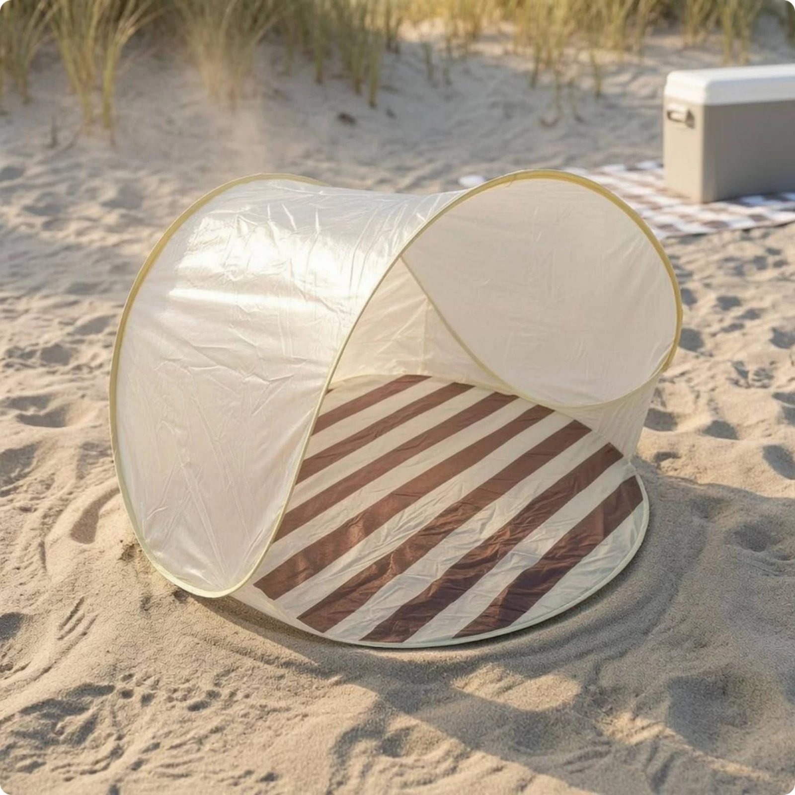 

Kids Dome Play Tent Indoor Outdoor Instant-Setup Play Tent Playhouse uncoveredFront Striped Floor for Beach, Camping