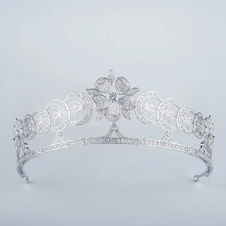 Duchess of Teck's Crescent Replica Tiara for Wedding,Crystal Princess Tiaras Crown for Bride Hair Jewelry