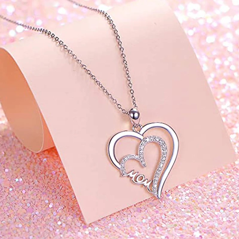 

Huitan Luxury Heart Pendant Necklace Women Silver Color Exquisite Wedding Anniversary Gift for Mom Love Trendy Jewelry Drop Ship