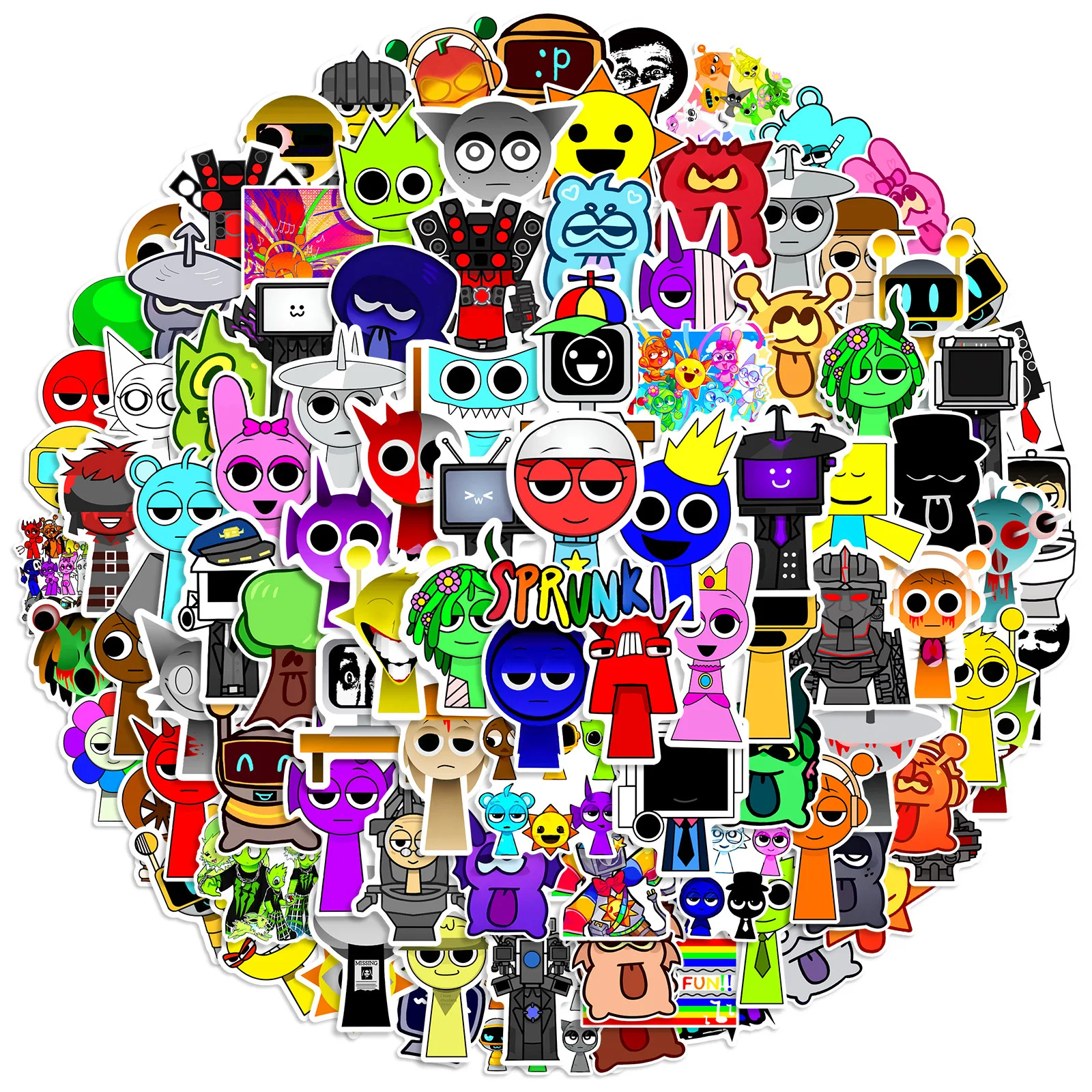 10/50/100PCS Funny Game Incredibox Sprunki Stickers DIY Graffiti Decoration Laptop Luggage Guitar Skateboard Vinyl Decals Toy