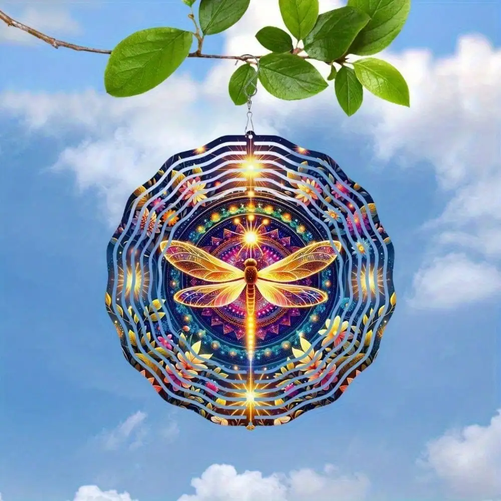 Богемная Мандала Dragonfly Wind Spinner2D из нержавеющей стали, кинетическое искусство, цветочная металлическая скульптура ручной работы для внутреннего и наружного декора