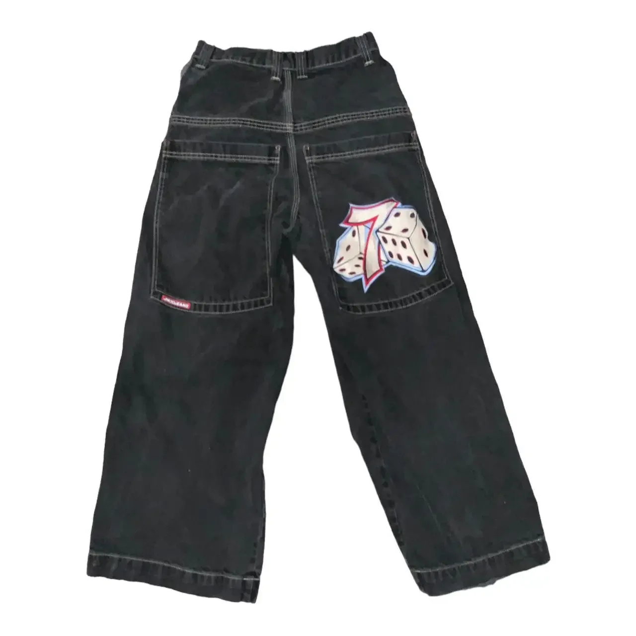 

Y2K JNCO Jeans Hip Hop Lucky Dice Graphic Baggy Jeans Black Pants Mens Womens New Harajuku Gothic Wide Leg Trousers Streetwear