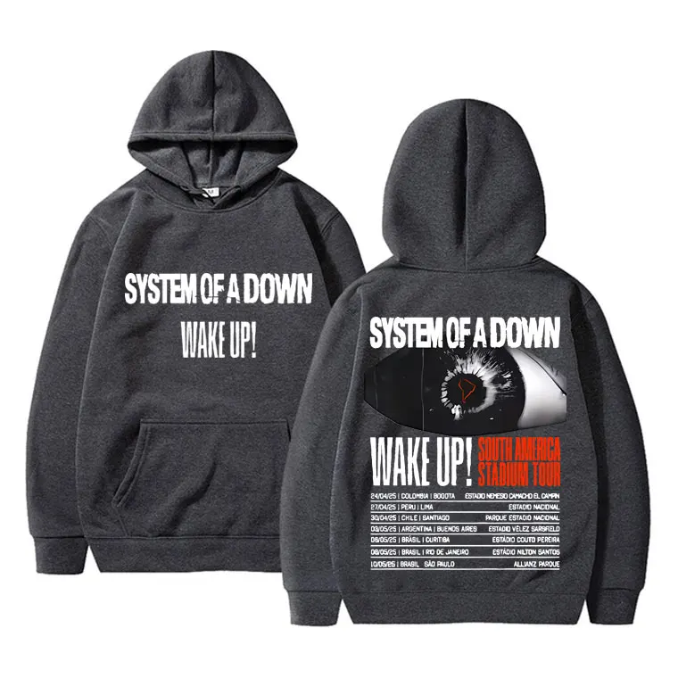 Rock Band System of A Down Wake Up South America Stadium Tour 2025 Hoodie Men Women Alternative Metal Merch Oversized Sweatshirt