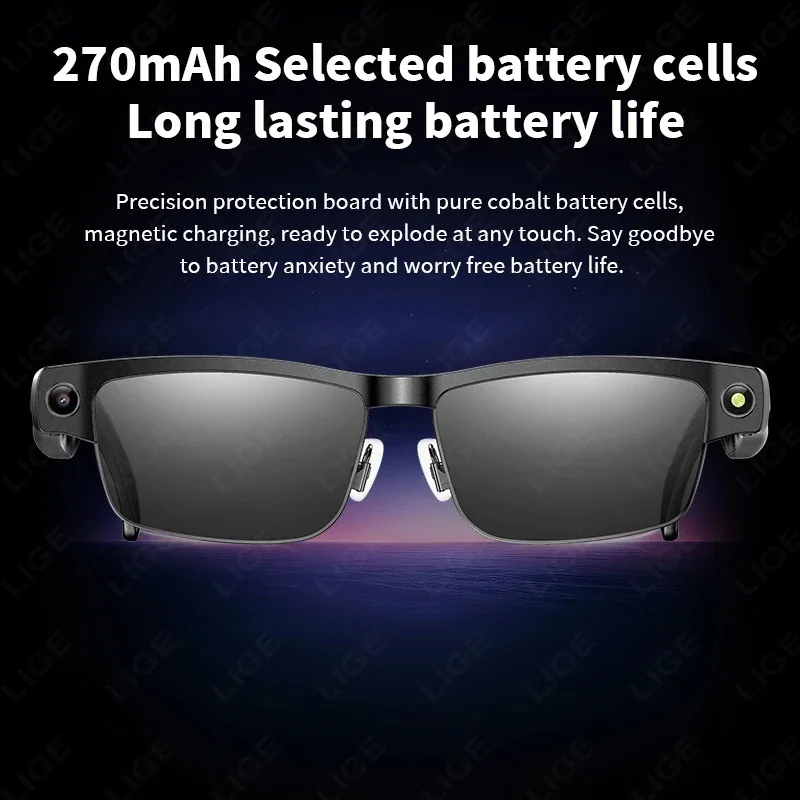 Hiwego New AI 4k Camera Smart Sunglasses Bluetooth Voice Call Music Smart Video Sound Record Translation Anti-Blue Light Glasses image 5