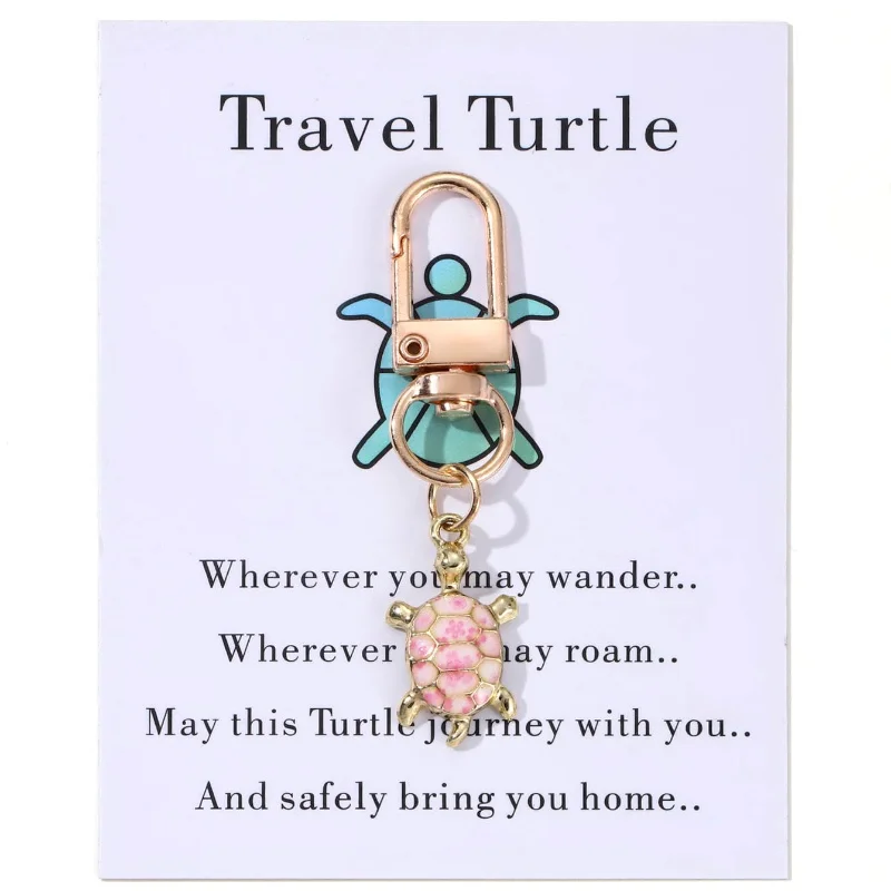 1 قطعة بطاقة صغيرة الفيروز السلاحف السلحفاة يرافقك لفترة طويلة رومانسية المفاتيح هدية عيد الحب كيرينغ