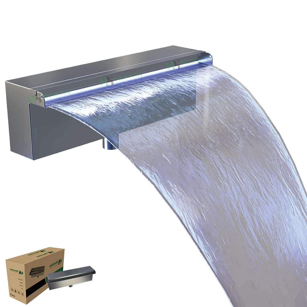 

Outdoor Modern Rectangular Garden Pond 304 Stainless Steel Waterfall Pool Fountain for Yard or Swimming Pool