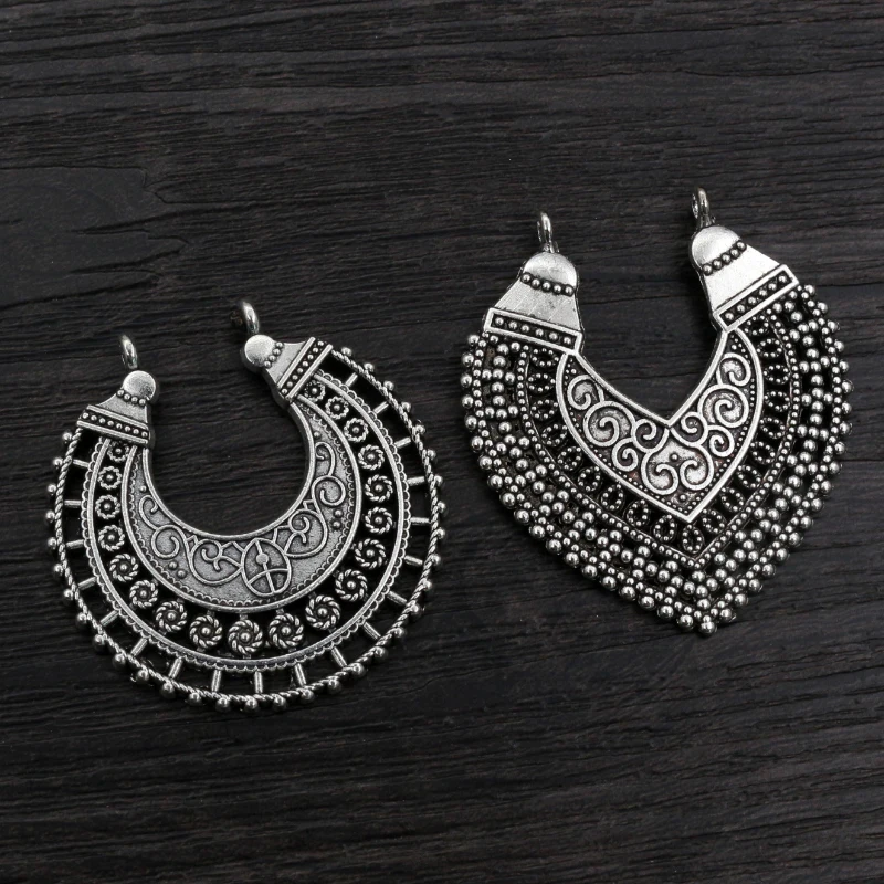 5pcs 39x37mm/43x38mm Antique Sliver Plated Flower Style Connector Handmade Charms Pendant:DIY for bracelet necklace