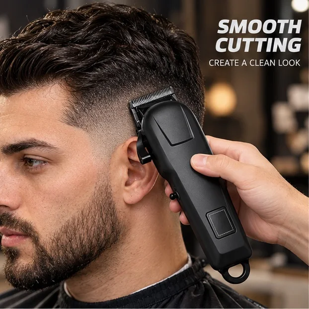Electric Hair Clipper and Shaver Set, with Power Display, USB Charging Model, Home-Use Men's Grooming Kit, Multi-Size Guide Combs, Portable Trimmer, Dual-Purpose for Hair Trimming and Beard Shaving, Includes Cleaning Brush and Charging Cable, Personal Grooming Tool for Home Use, Lightweight and Easy to Hold, for Hair Trimming, Contour Shaping, Beard Shaving, and Trimming Hair and Contours.