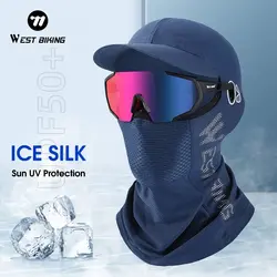 WEST BIKING Summer Cycling Balaclava Ice Silk Sun UV Protection Bicycle Motorcycle Caps Face Cover Fishing Hiking Sports Hats