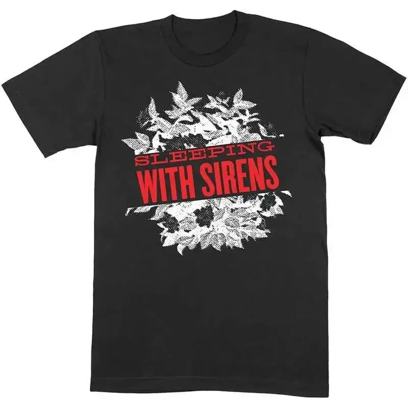 Sleeping With Sirens 'Floral' Black T shirt NEW