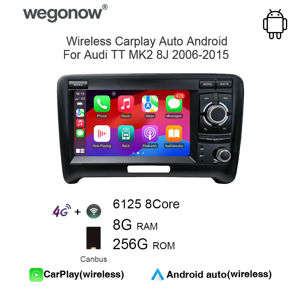 Car radio For Audi A3 8P S3 RS3 Sportback 2003-2013 DSP Carplay Auto Android 12.0 IPS Car Player GPS WIFI Bluetooth 5.0 RDS