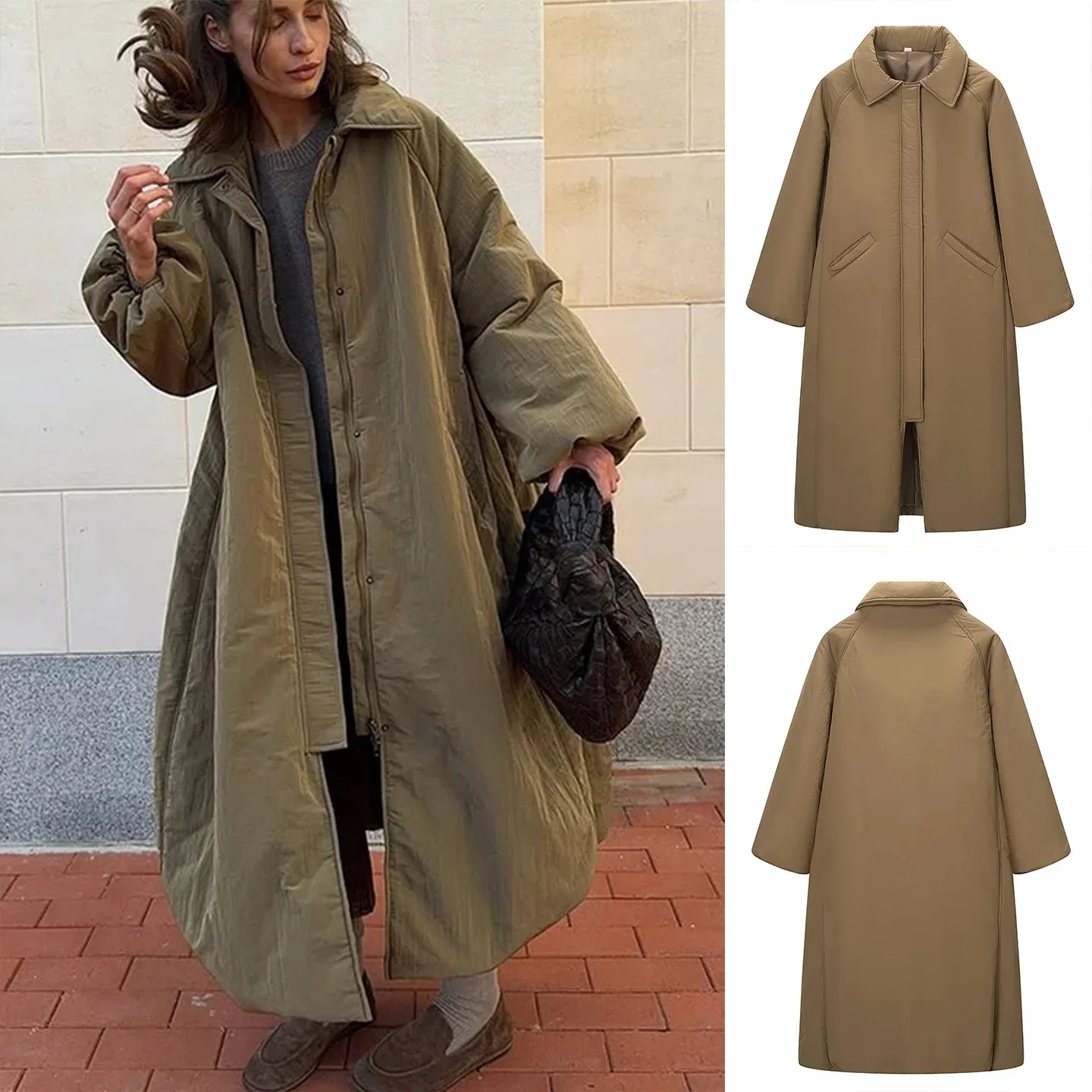 

Новая зимняя женская повседневная свободная посадка с воротником-молнией и длинным светом, хлопковая куртка средней длины, верхняя одежда Faion Commute Sle