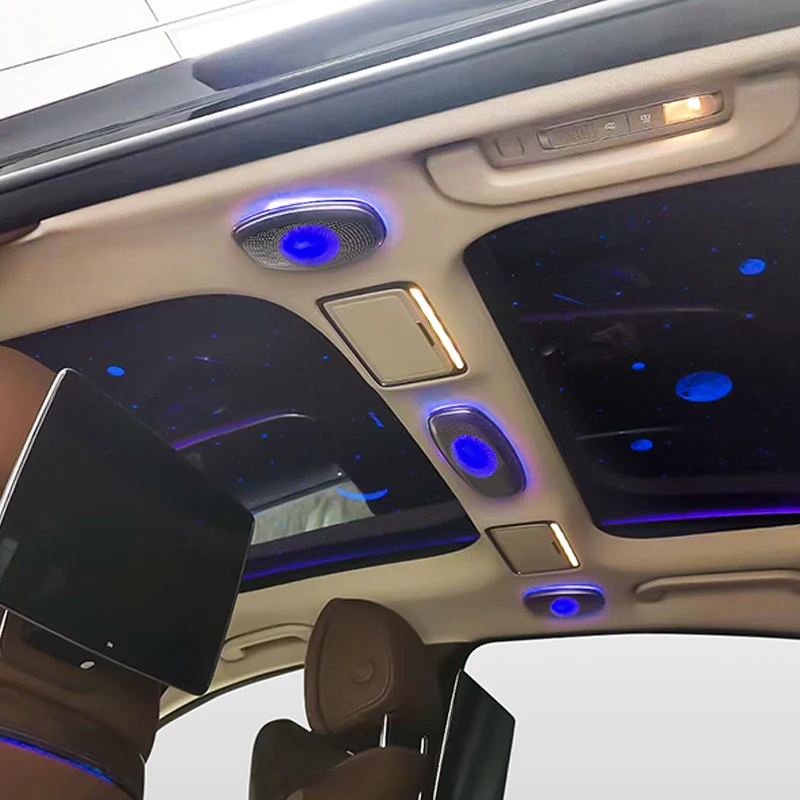 لمرسيدس بنز W222 S فئة فتحات الهواء الأمامية والخلفية ثلاثية الأبعاد 4D الدورية مكبر الصوت الديكور التوربينات السيارات المحيطة ضوء اكسسوارات السيارات