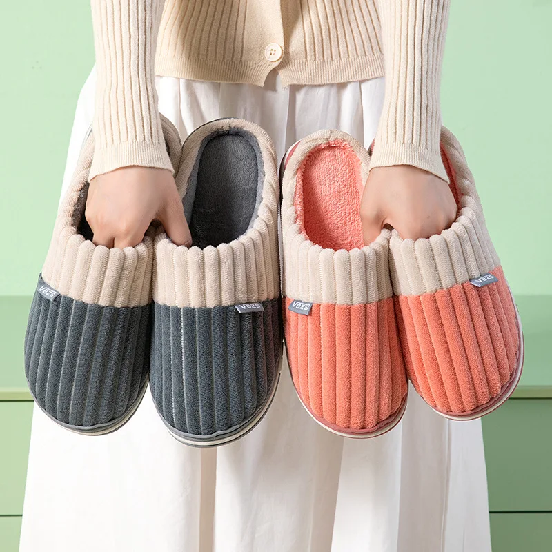 Winter Slippers Women Shoes Warm Fur Slippers Men House Couples Fluffy Slides Plush Slipper Bedroom Non-Slip Ladies Cotton Shoes