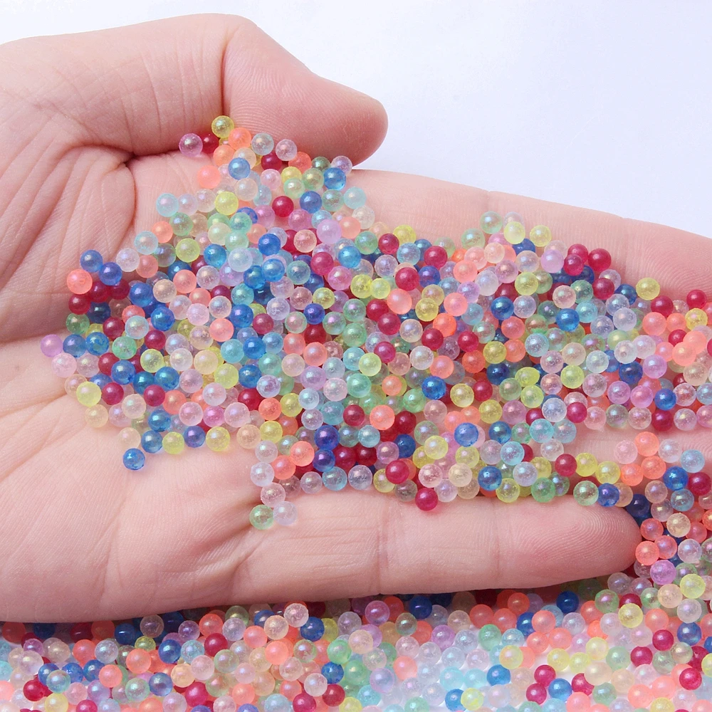 Glass Noctilucent Microbeads 3-3.5mm 450g Handmade DIY Quicksand Filled Material Nail Supplies