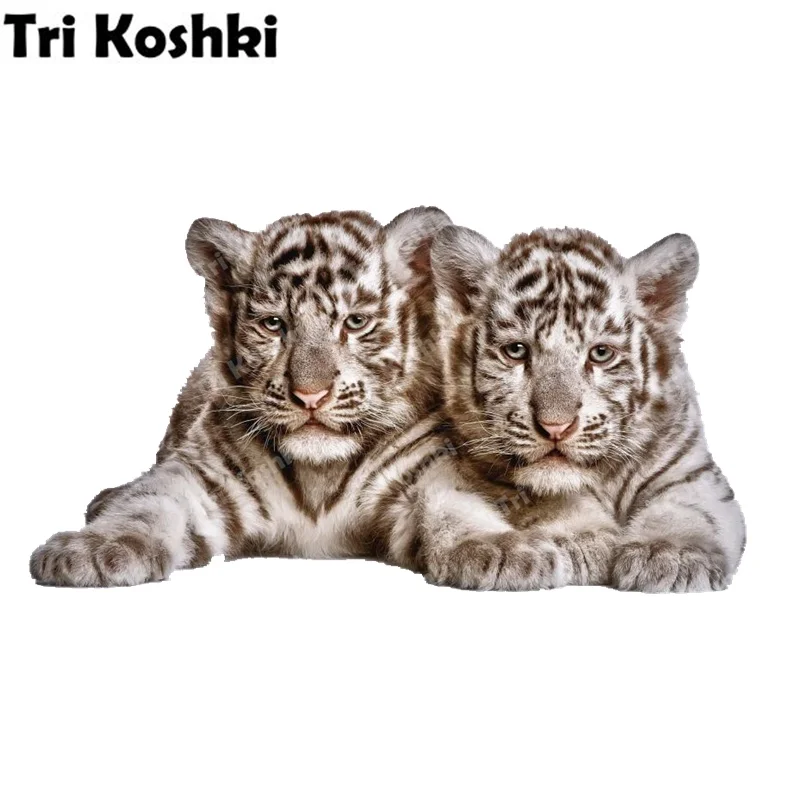 Tri koshki RC010 Animal Little White Tiger Wall Sticker Waterproof PVC Decoration Door Living Room kids room