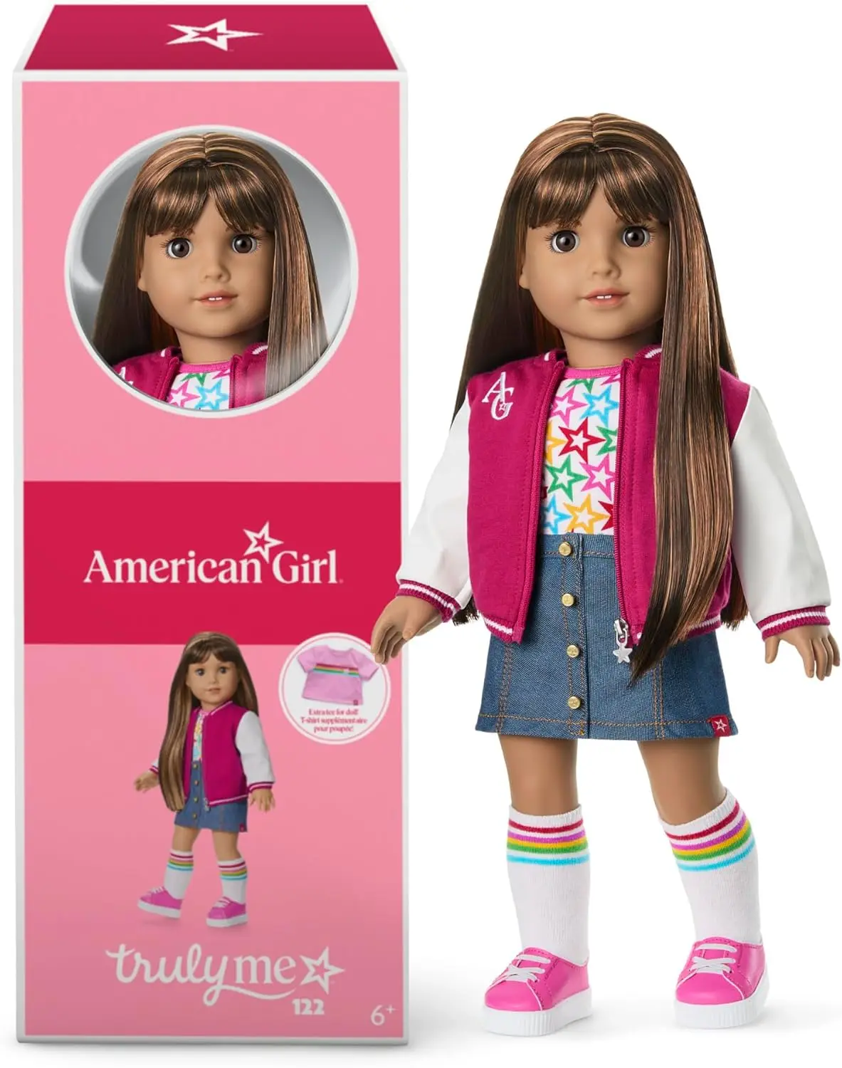 

18-inch Tan Skin Doll with Brown Eyes, Dark-Brown Hair for Ages 6+, American Girl Style
