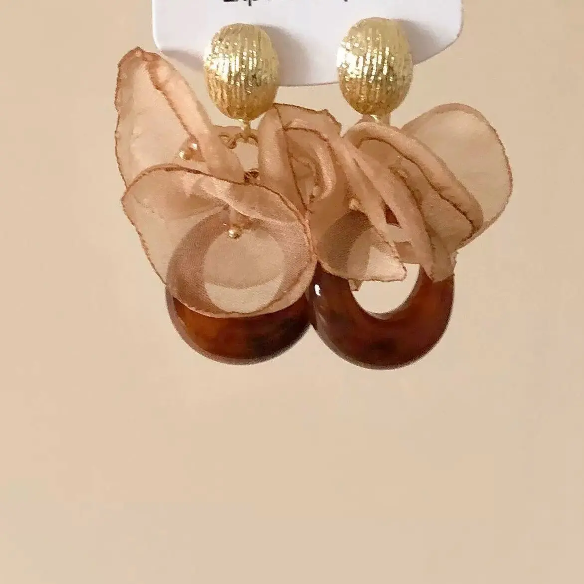 Tiger Eye Beaded Earrings Amber Vintage Maillard Style Premium Chunky Drop Stud for Women Autumn Winter