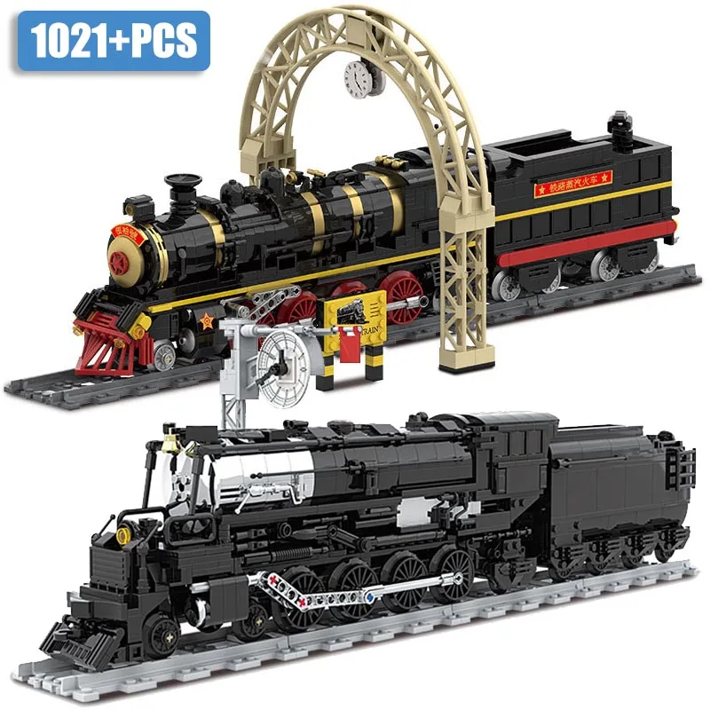 

City MOC Railway Track Train Building Blocks Technical BR01 Big Boy Steam Train Model DIY Bricks Toys For Children Adult Gifts