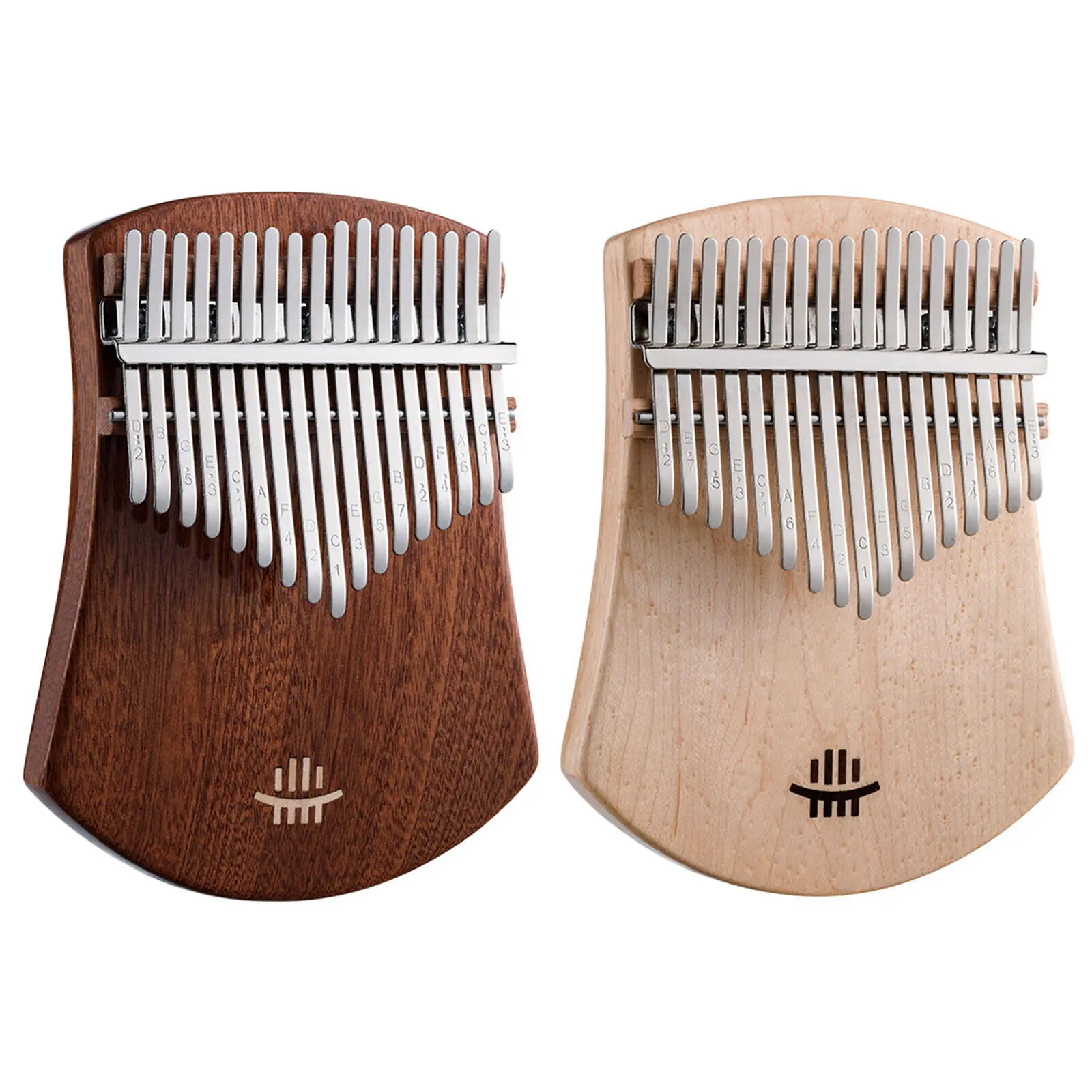 17 Keys Kalimba Finger Piano Single Solid Wood Kalimba with Tuning Hammer Burlap Bag Wiping Cloth Scale Sticker English Score