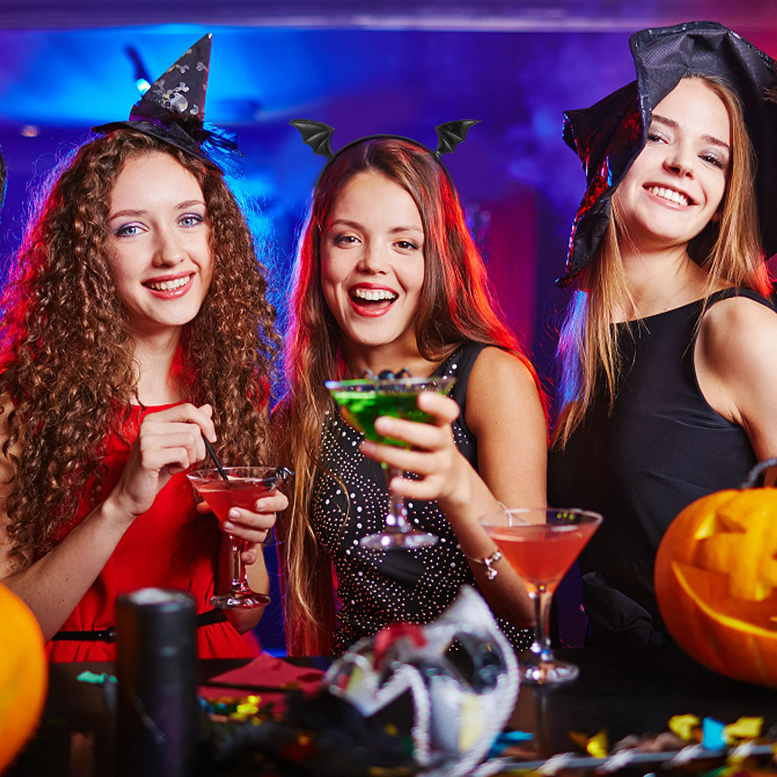 Tocado de murciélago con aros de ala, 1 Juego de pinzas para el pelo de Halloween para mujer, Kit de diadema de murciélago volador, accesorio para disfraz de fiesta