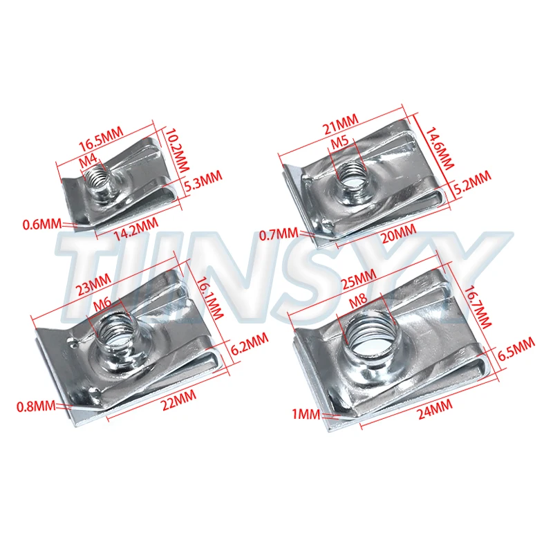 5PCS 8mm 5mm 6mm 4mm U Type Clips with Thread M6 M5 M4 M8 Reed Nuts for Car Motorcycle Scooter ATV Moped