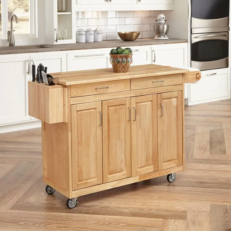 Napa Natural Kitchen Center Features A Solid Wood Top Spice and Condiment Caddy Towel Bar and Paper Towel Holder