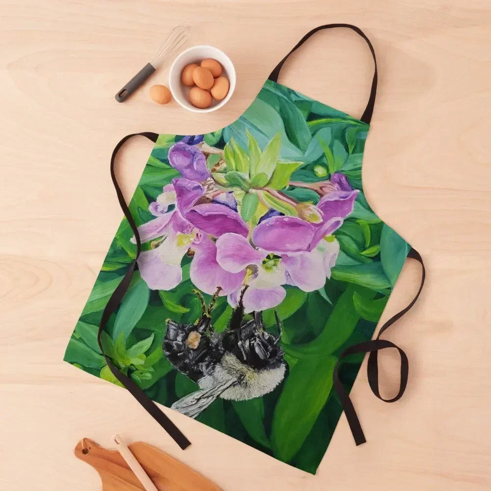 꿀벌 꽃 무늬 앞치마 이미지