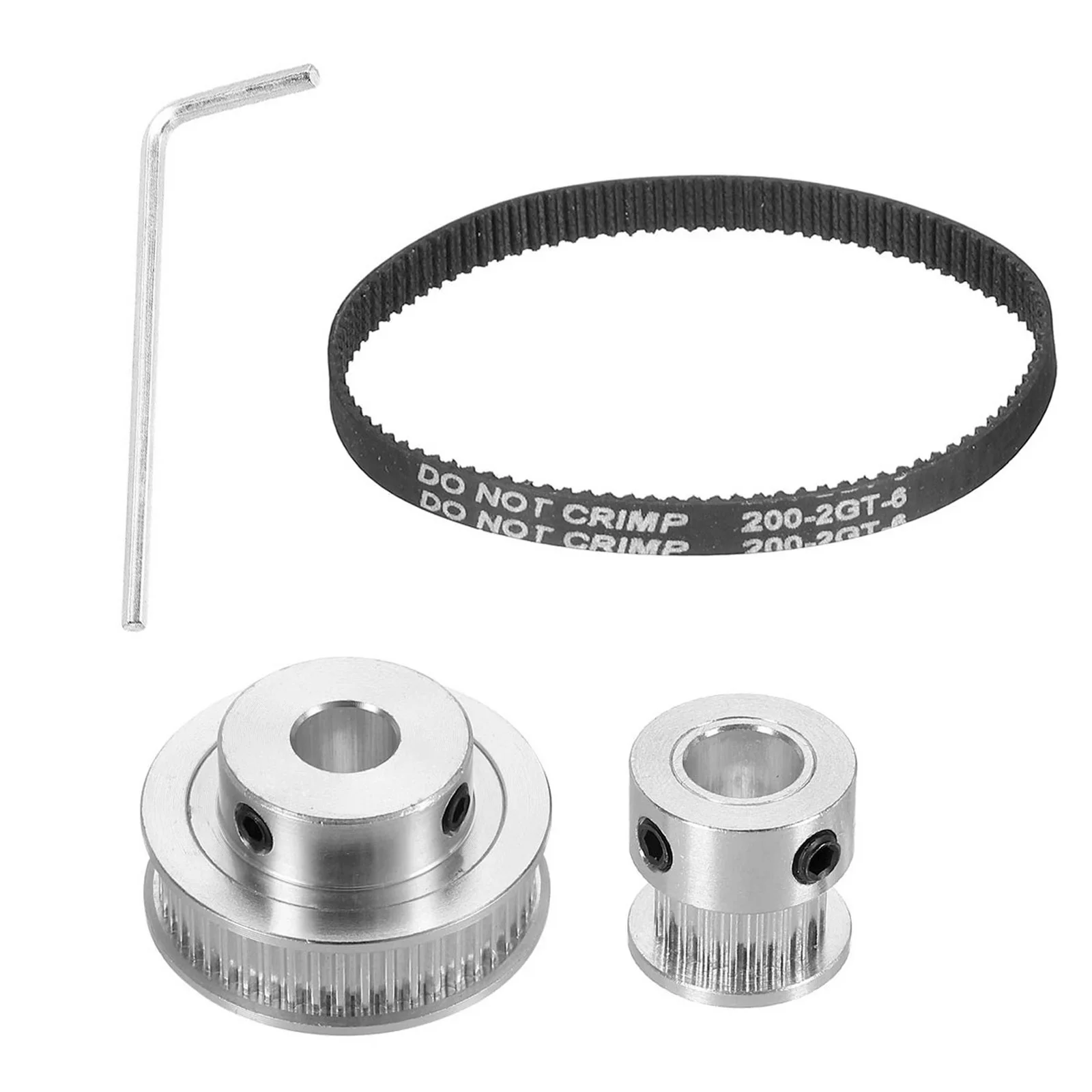 Synchronous Pulley Bundle 20T 48T 8mm Bore Aluminum Alloy Wheels + 200mm 6mm Belt + Wrench for Drilling Machines and Lathes