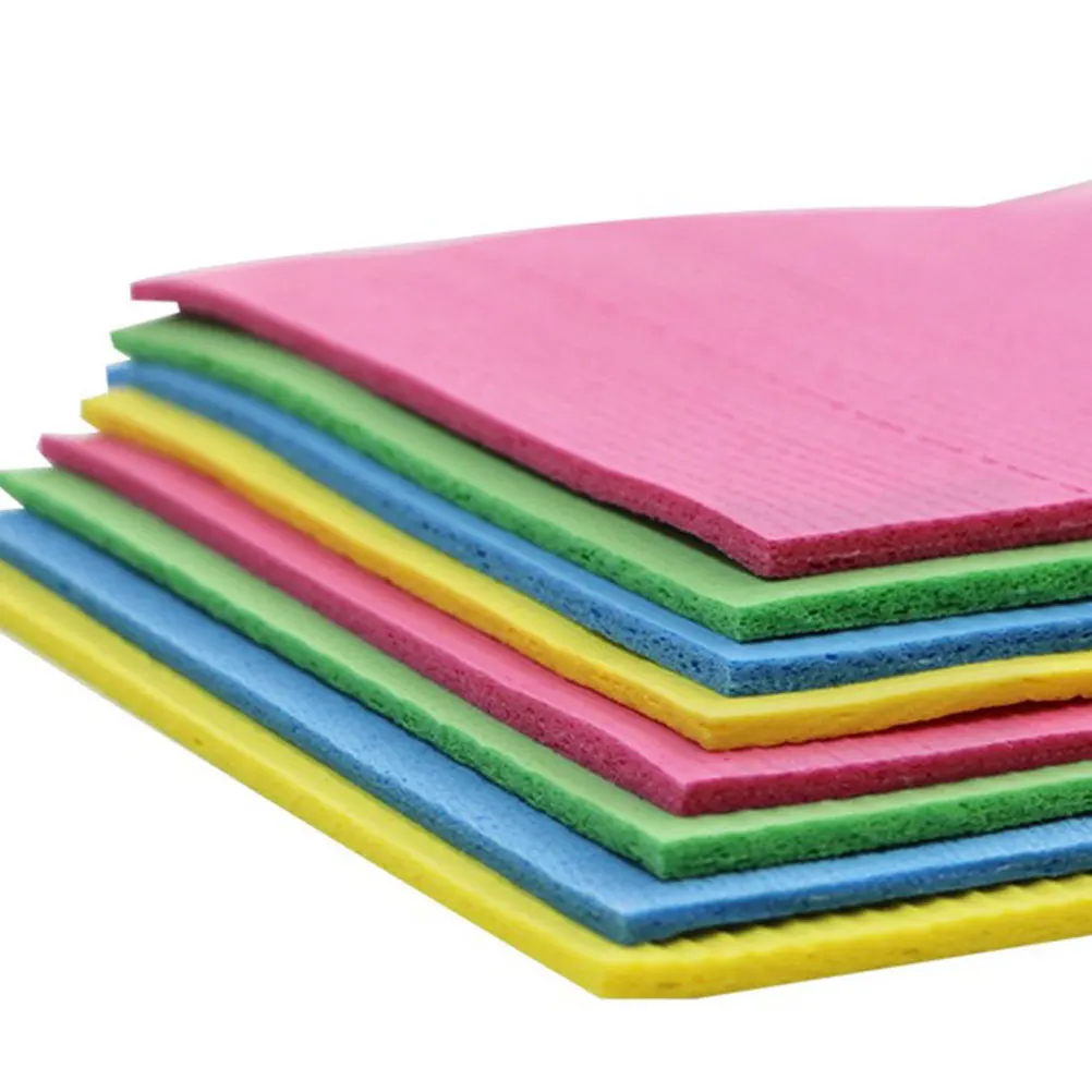

10Pcs Wood Pulp Cotton Cleaning Cloth Kitchen Dish Towels Sponge Rags Water Absorbing Duster Cloths Washing Dishes Cellulose
