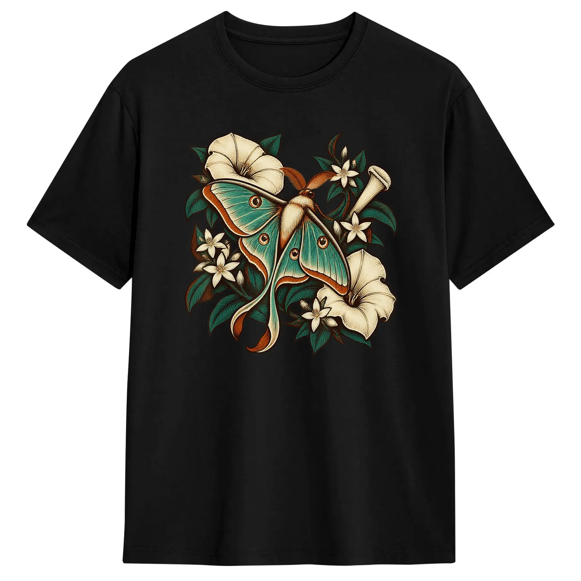 Harajuku T-Shirt Luna Moth with Moonflowers and Jasmine T Shirt B0HGLWTLTQ Cotton T Shirts  Hipster Tee Shirt Casual Clothes,