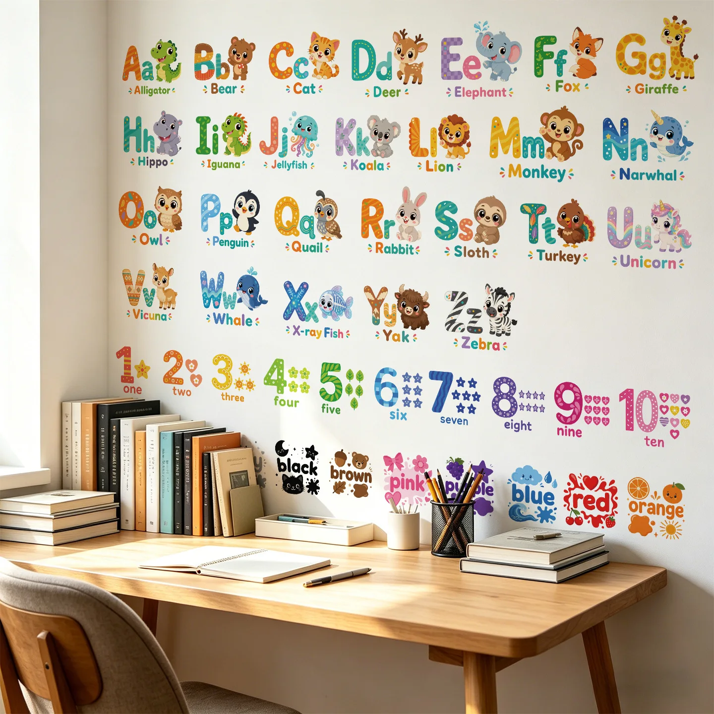 Baby Nursery Wallpaper - Animals Alphabet Words Wall Stickers For
