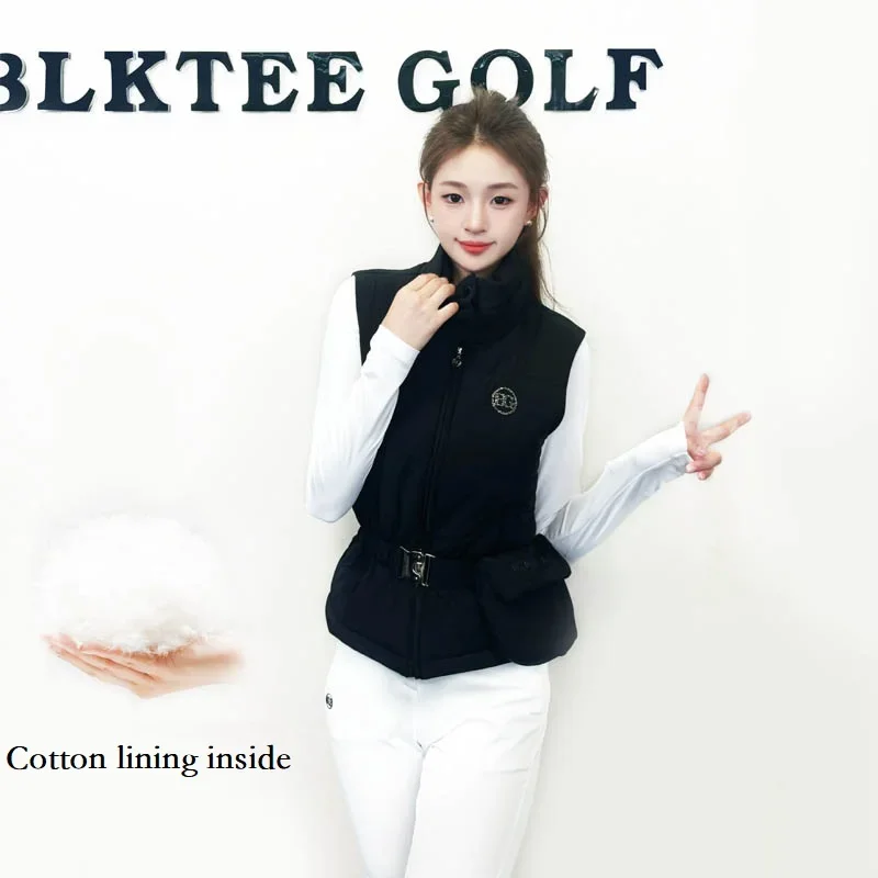 Blktee 2024 Golf zimowa damska kurtka bez rękawów wiatroszczelna ciepła kamizelka golfowa wąska talia kamizelka sportowa płaszcz zagęścić bawełniany top puchowy — zdjęcie 3