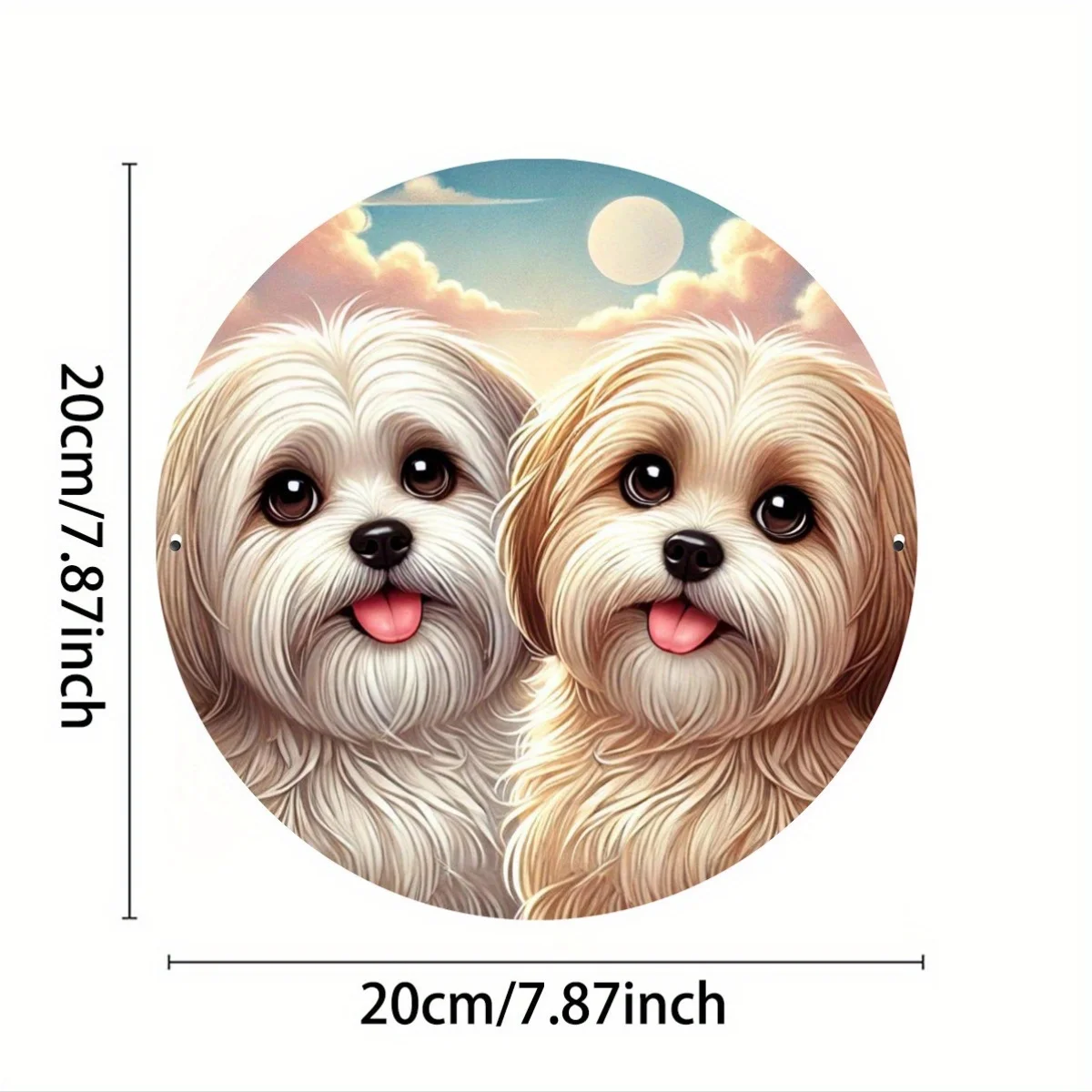 Cute Cartoon Dog & Ballflower 7.8" Metal Wall Art, High-Definition Print, Durable Iron Decor for Home, Garden & Gifts