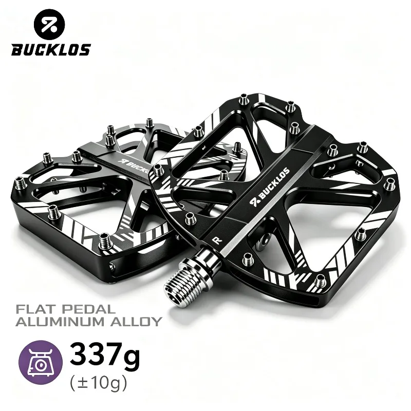 BUCKLOS Bicycle Pedal Ultralight Mountain Bike Plat Pedals Durable Aluminum Alloy Widen Flatform Road Bike Pedal Seal Du Bearing