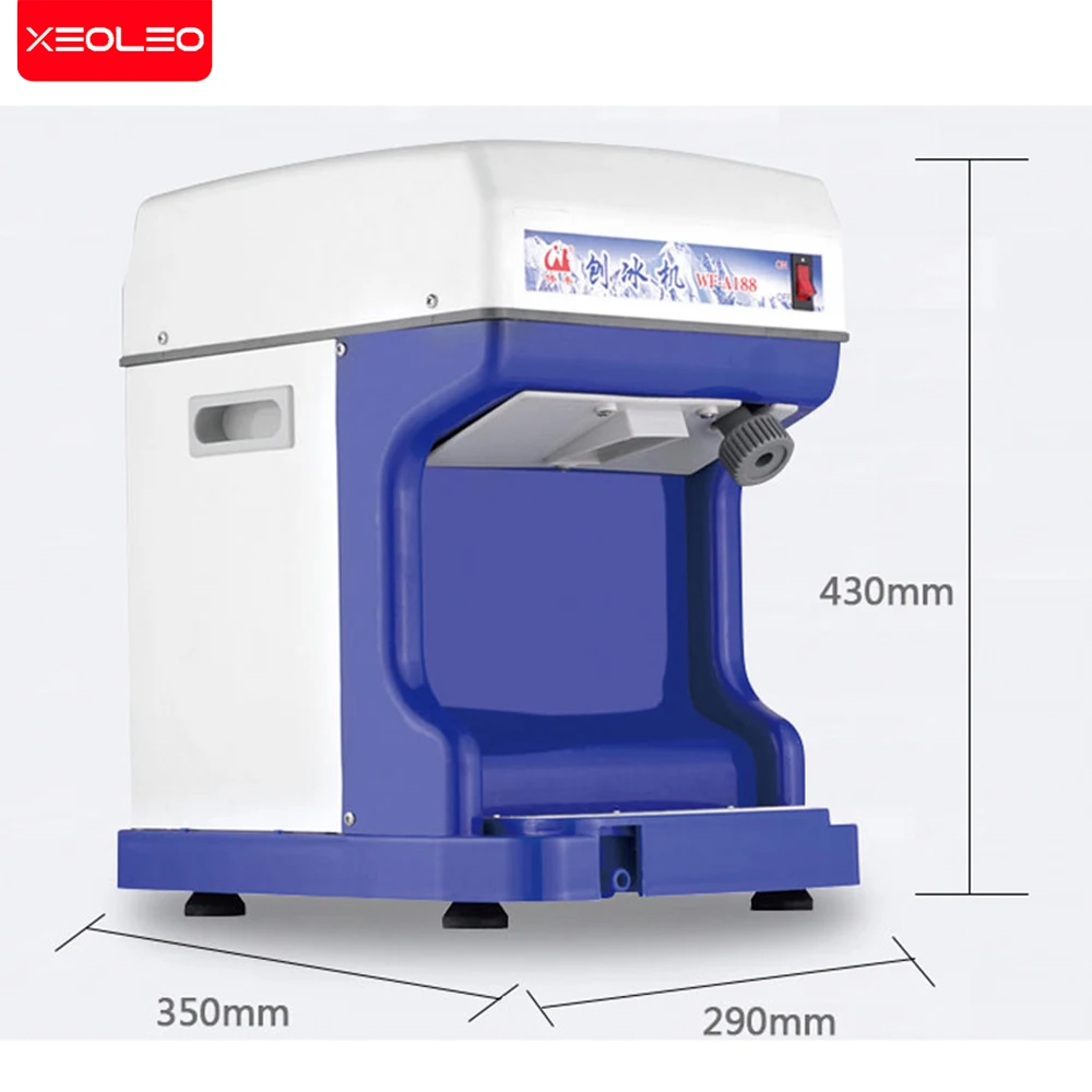 XEOLEO Commercial Ice Crusher Automatic Snow Cone Machine Cube Ice Shaver 220V/110V 1.8kg/Min White/Blue Ice Maker Machine