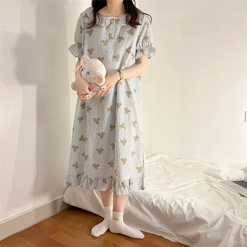 Pass Time Half-sleeved Beers Sleeping One-piece Women Summer Bestable Pajamas Homewear OP1860